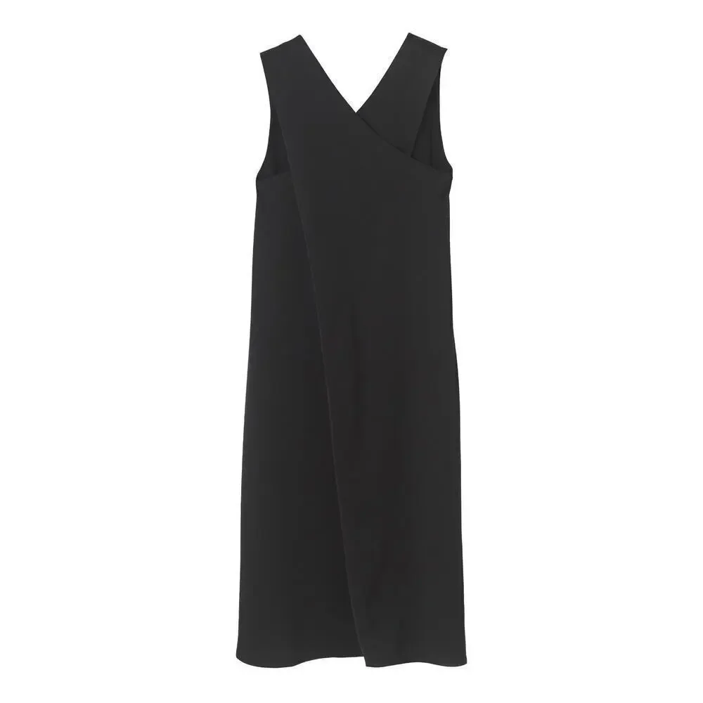 Malene Birger Black Sleeveless Aluta Cross Over Dress Black Size 36